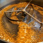 In einer Kaffeeröstmaschine werden die Maiskörner bei 200 Grad geröstet. Wenn rund 1/3 der Körner gepoppt sind, ist der perfekte Röstgrad für Farina Bona erreicht / © Foto: Georg Berg