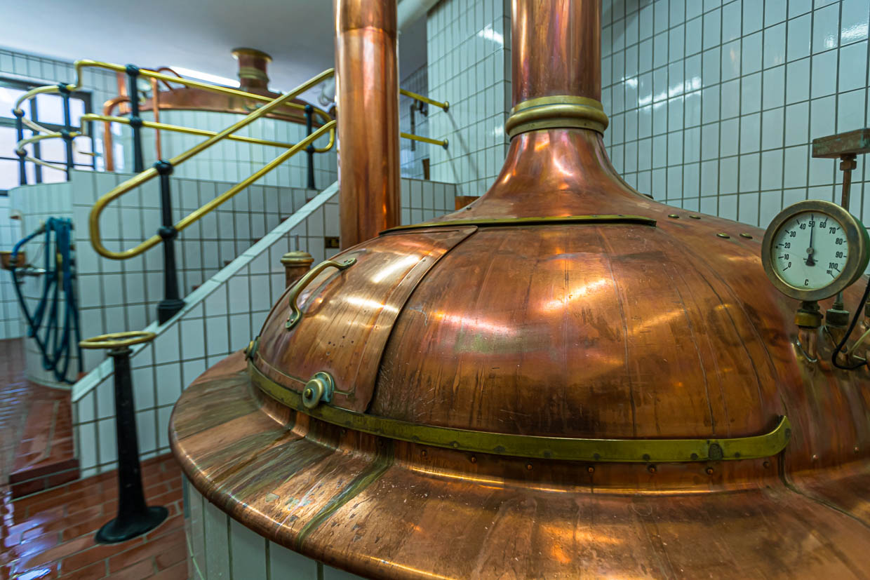 Brew kettle and mash tun at the Bamberg Heller Brewery, where the classic smoked beer is brewed / © Photo: Georg Berg